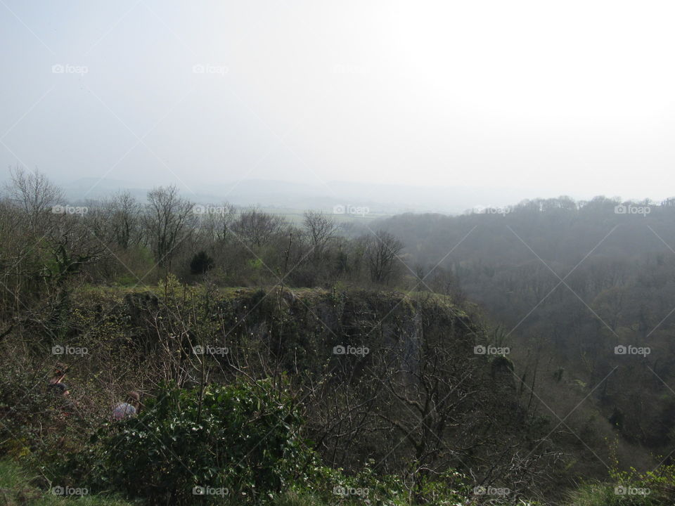 Very hazy view of Ebbor gorge in somerset