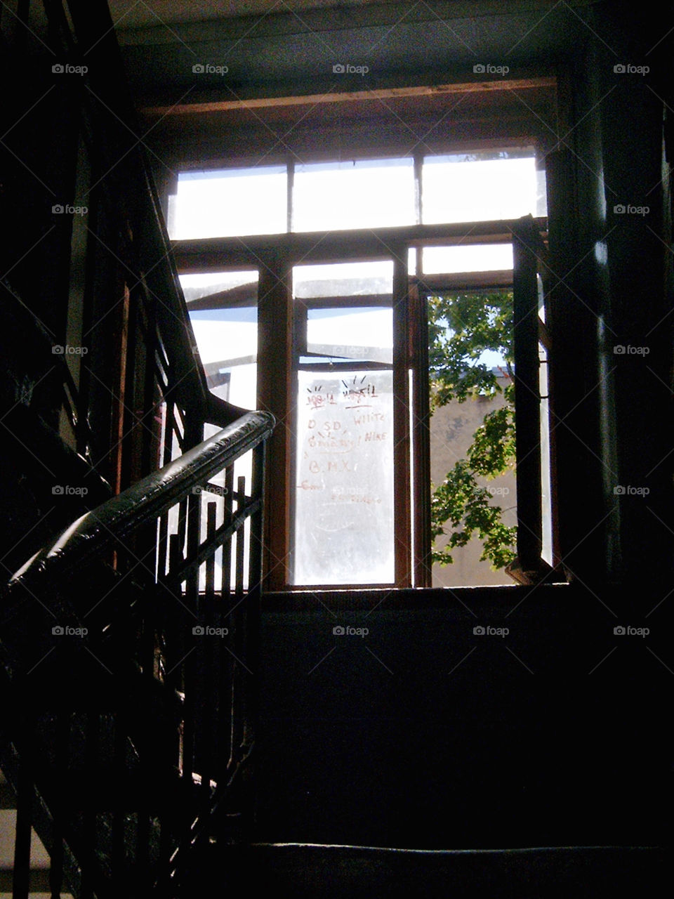 Old window in old building 