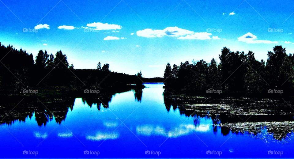 Blue sky and blue water