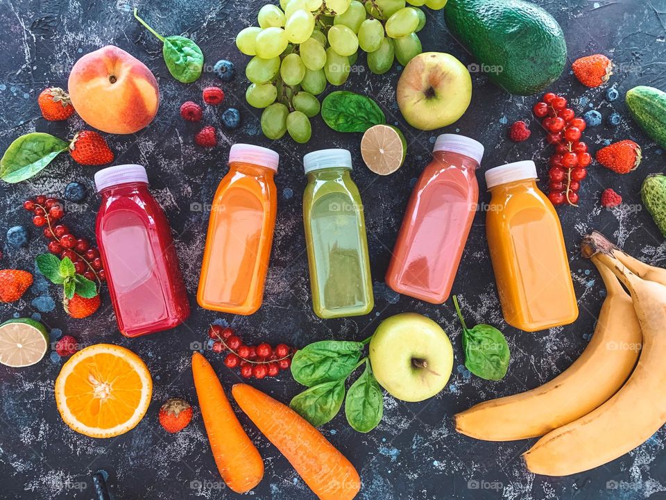 Summer fresh smoothie with fruits and berries