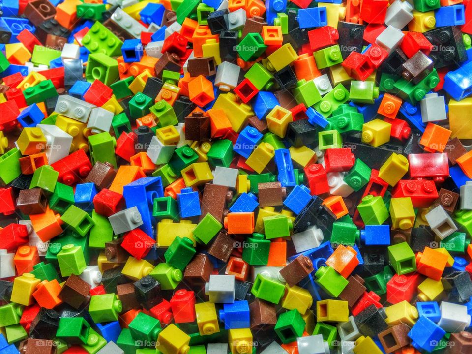 Colorful Lego Bricks. Rainbow Assortment Of Building Blocks