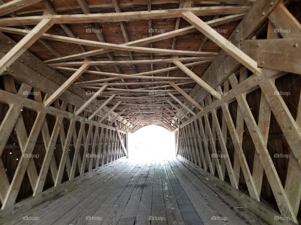 inside covered bridge