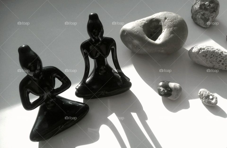 Yoga girls figures decorative black and white