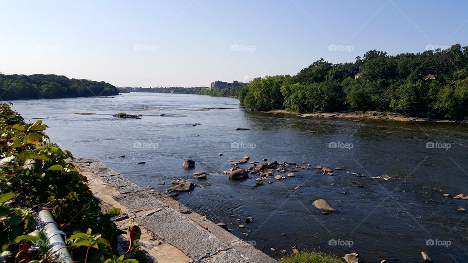 Mississippi River with rocks in it flowing with current