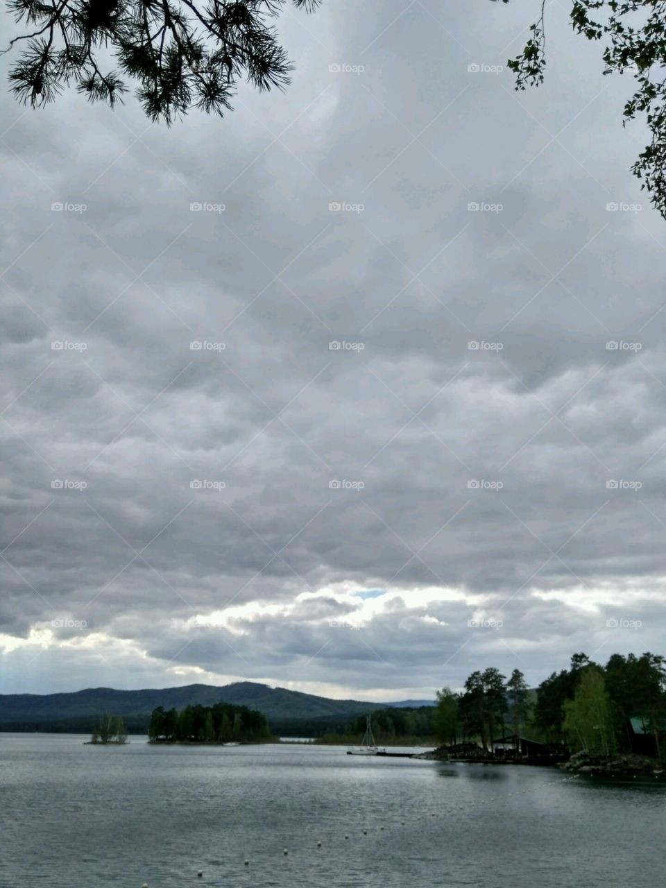 clouds over lake