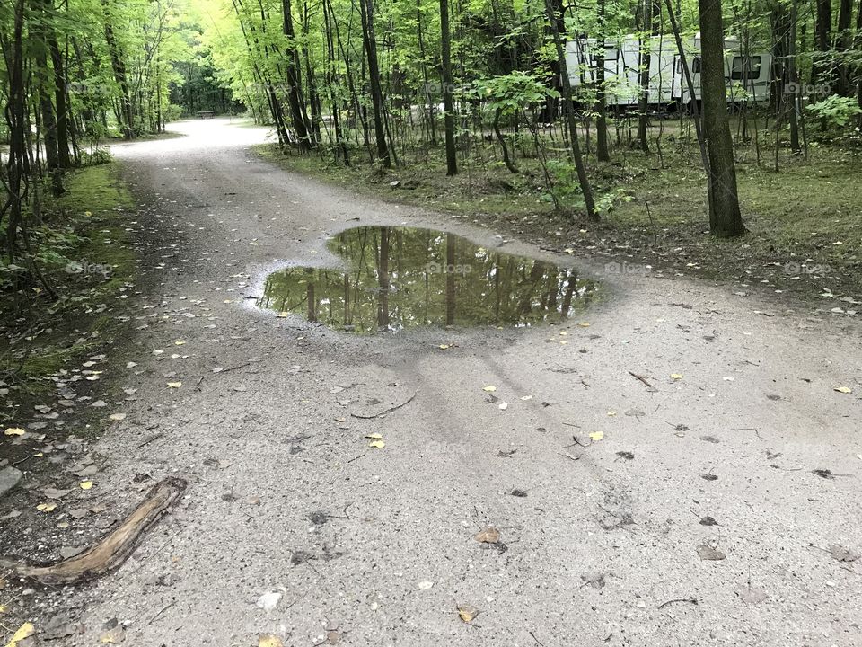 Heart shaped puddle