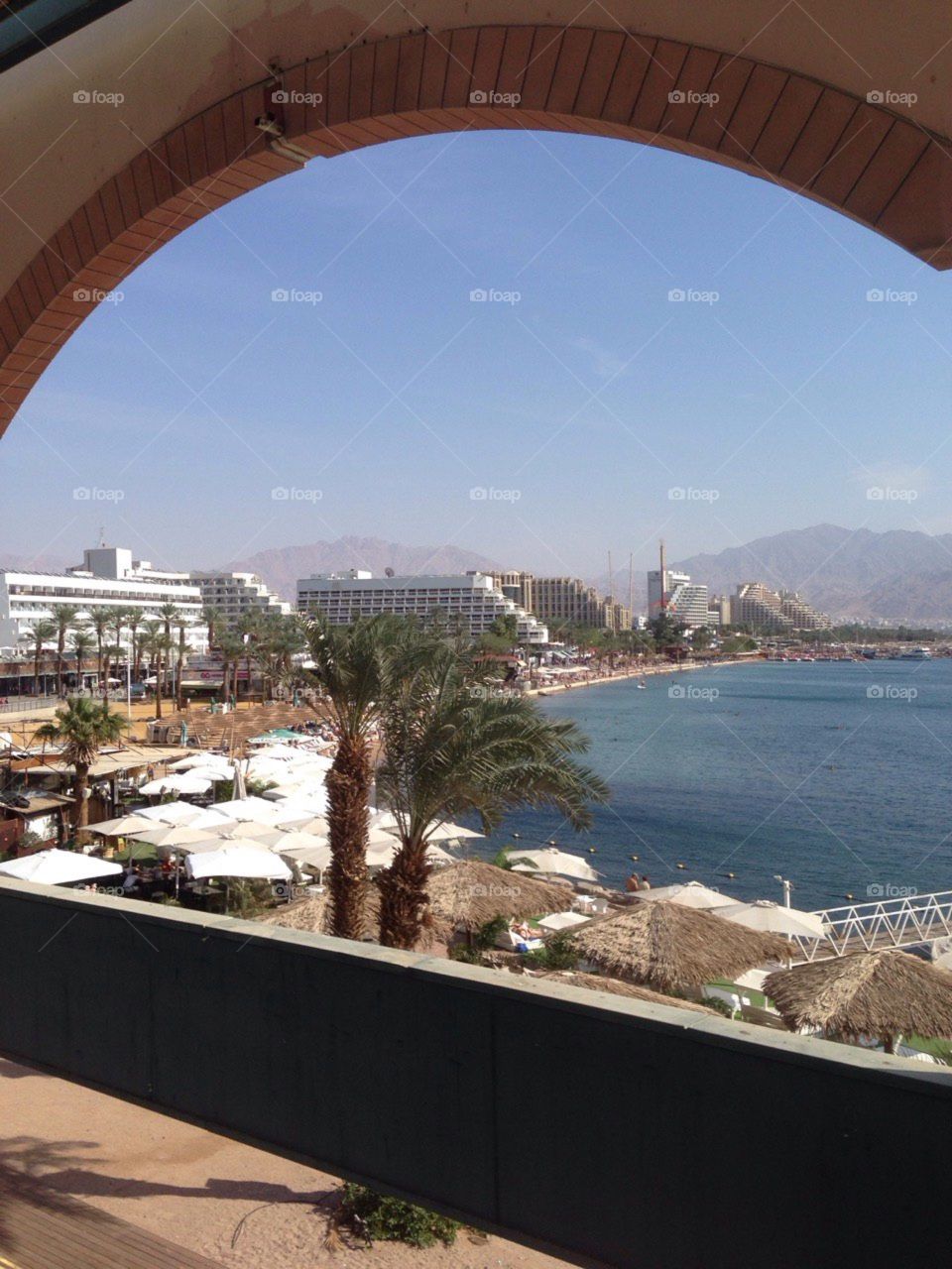 Eilat view on the red sea throu the arch