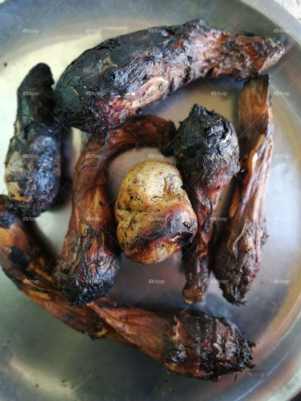 Colocasia or taro eat as roasted with salt and  healthy Food in India.Many differrent recipes are prepared in different Area of India.