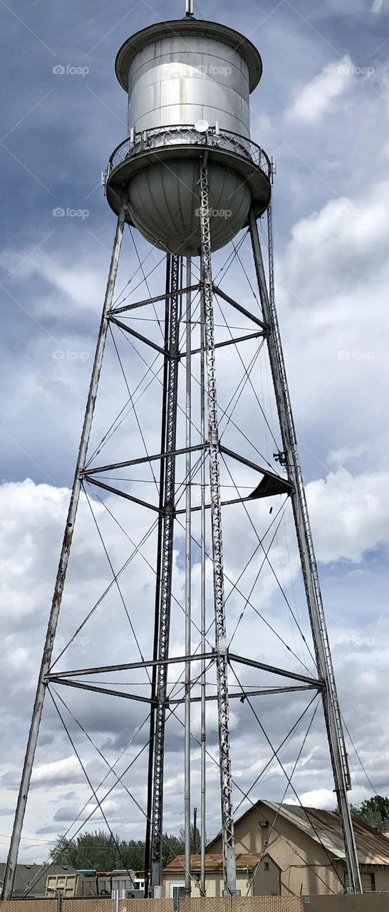 Water tower in a small town