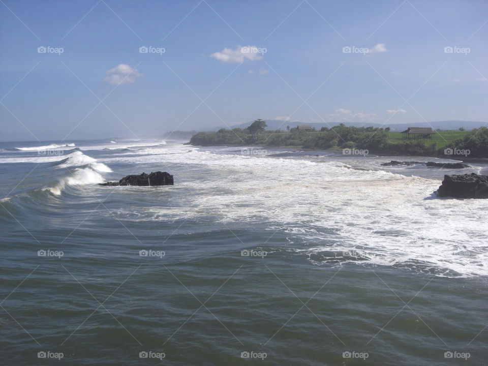 beach ocean sky blue by thepapierdollies