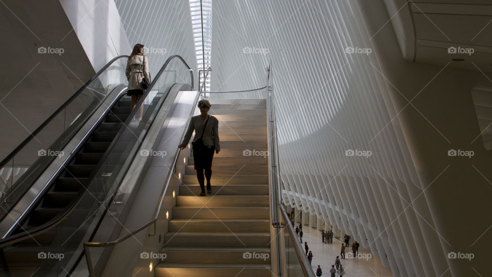 Stairway inside the WTC train station. New York 