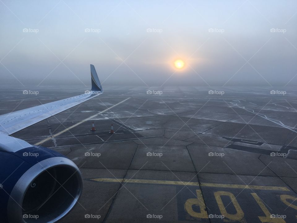 Foggy morning at Stansted Airport