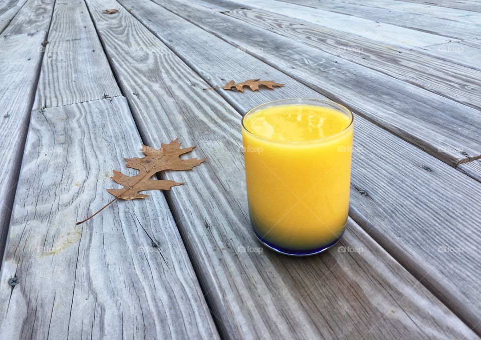 Fall morning with orange juice 