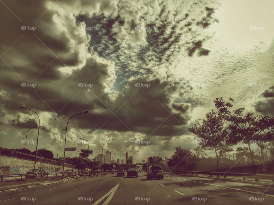 Road &  clouds