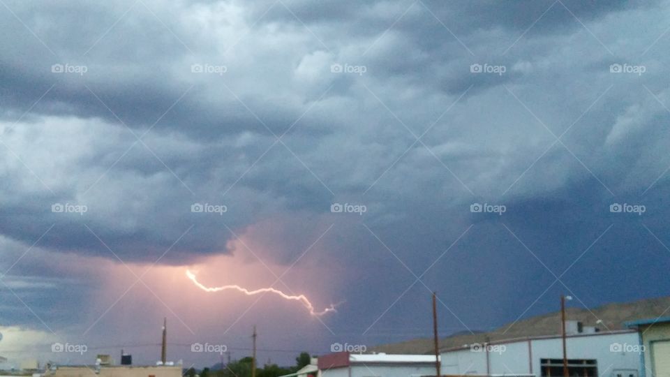 View of thunderstorm in stormy weather