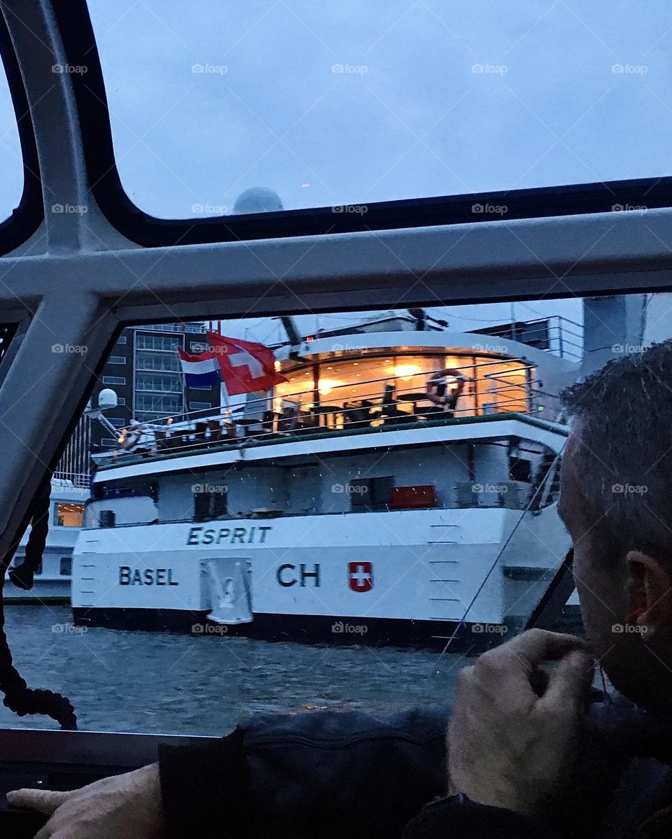 Man looks outside the window