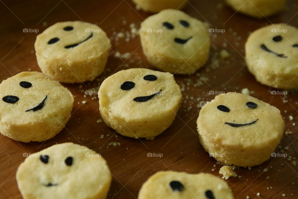 snacking with this smiley cookies. good taste. good day.