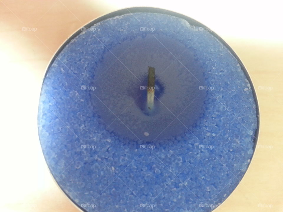 blue tealight candle closeup