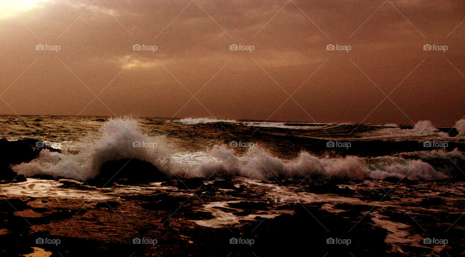 Stormy sea. Passion of elements. Brown beauty