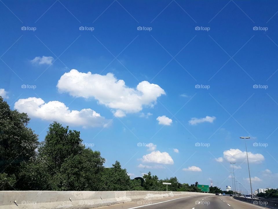 Road marking against sky