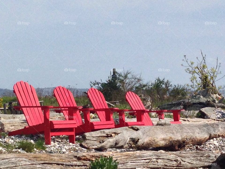 Red beach chairs