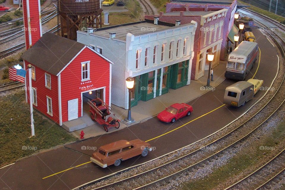 Model of small town USA on train set