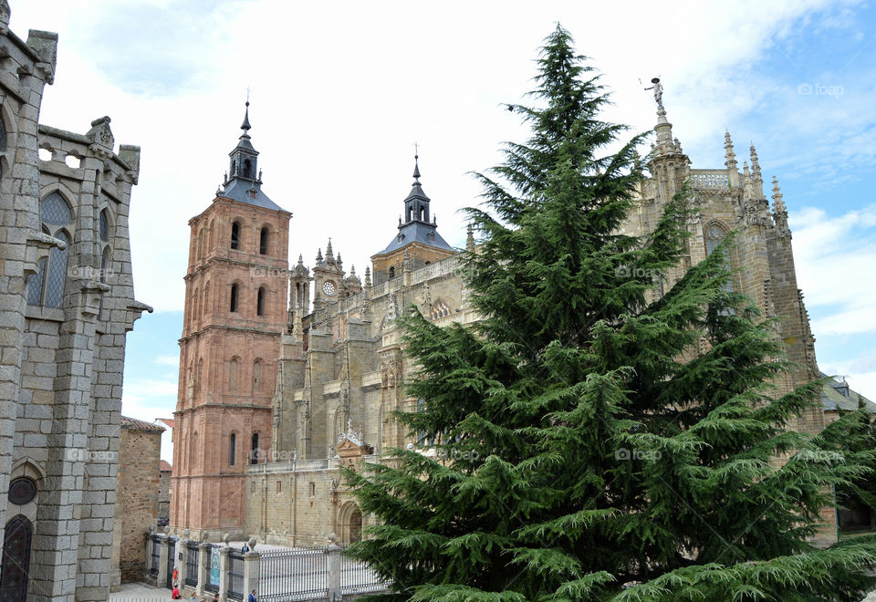 Back view of Astorga cathedral and Episcopal Palace on the left.