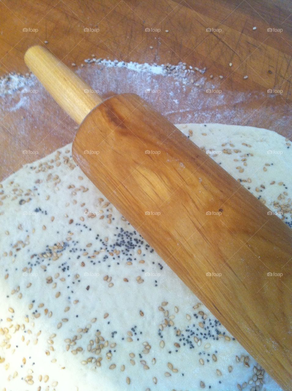 Rolling pin and dough
