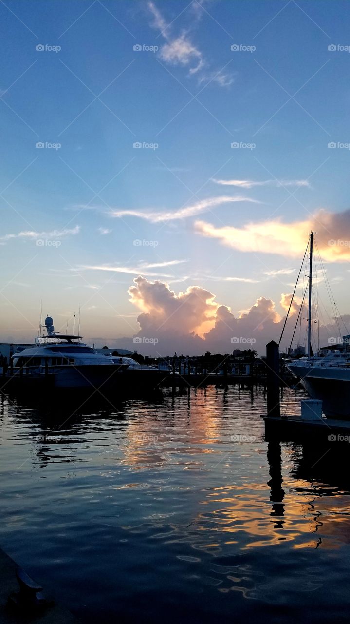 sunset over the Intracoastal Waterway Pier 66 hotel, Fort Lauderdale, FL, June 20, 2019