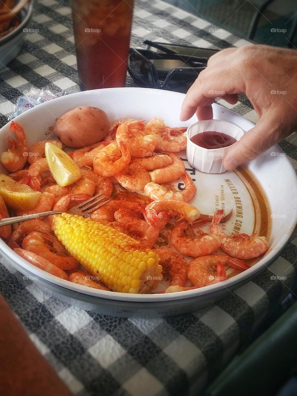 Eating Boiled Shrimp