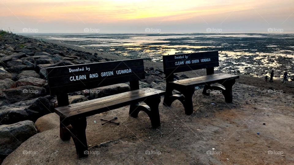 so nice evaning image photo also nice banch put thare for relaxation so nice sea view