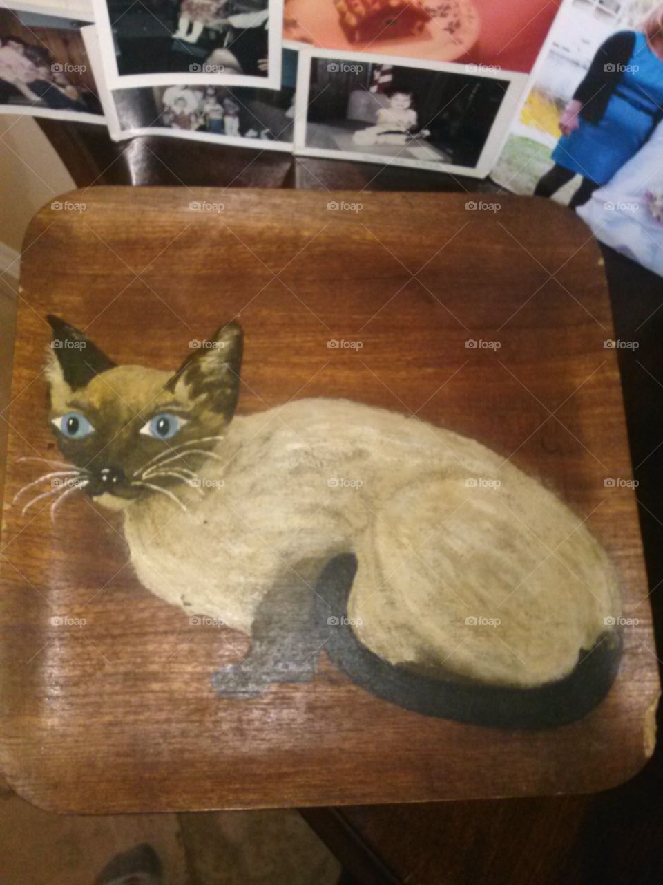 Hand painted by my mother before she passed away Siamese cat