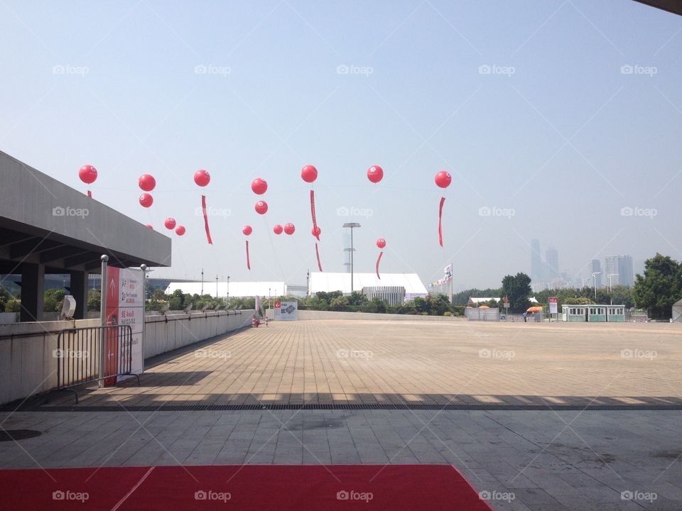 Red balloons on a exhibition in China 