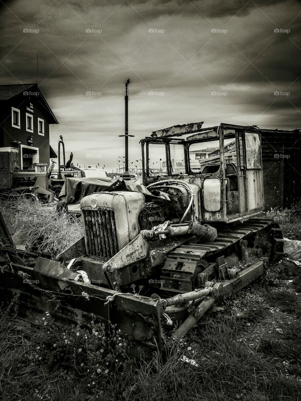 Dilapidated Crawler Dozer, Hastings Beach