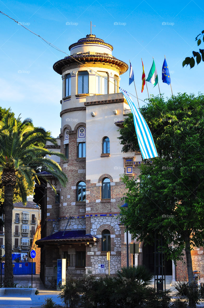 Beautiful tower in the Malaga city center