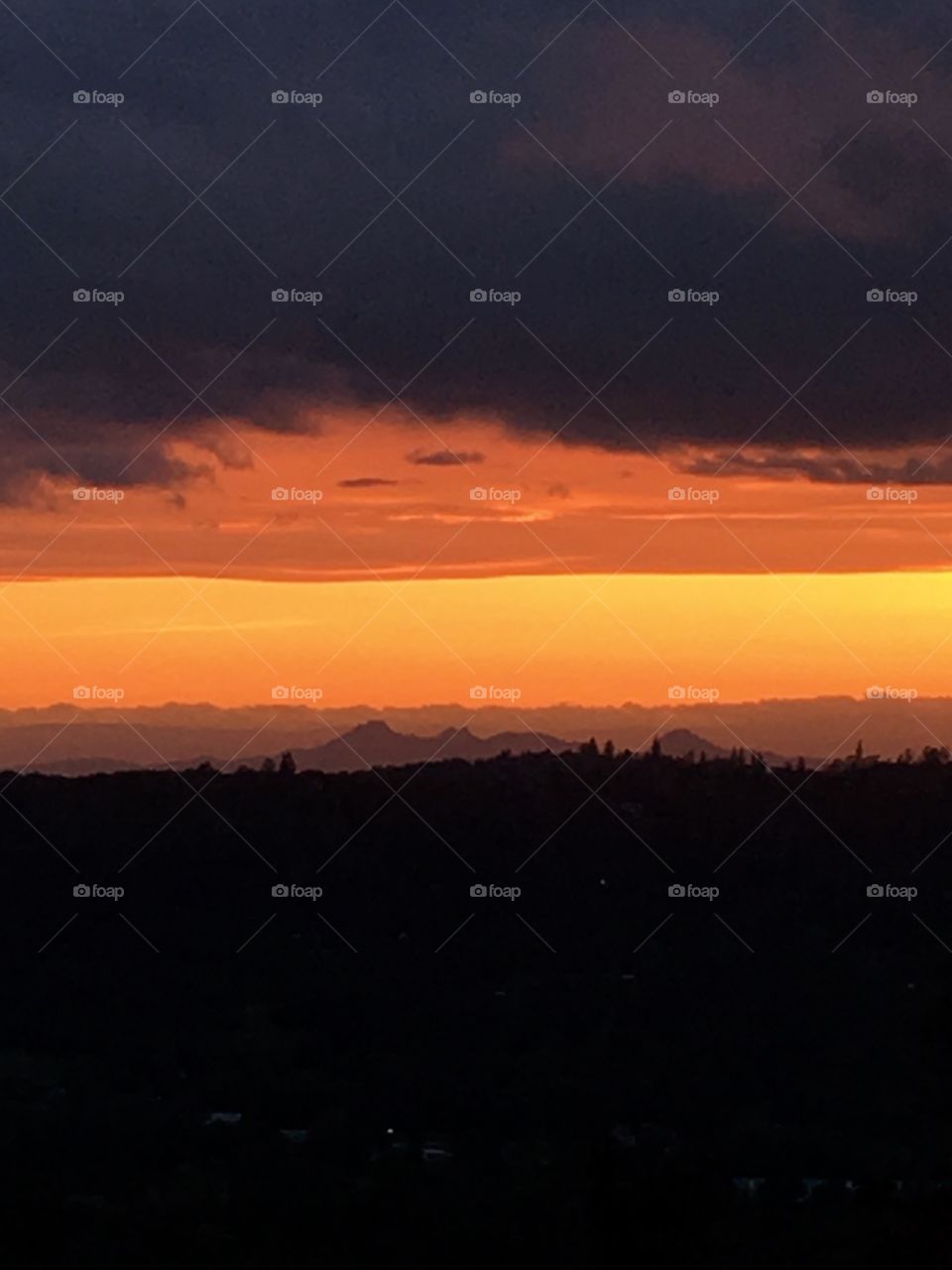 Mountains in the distant sunset