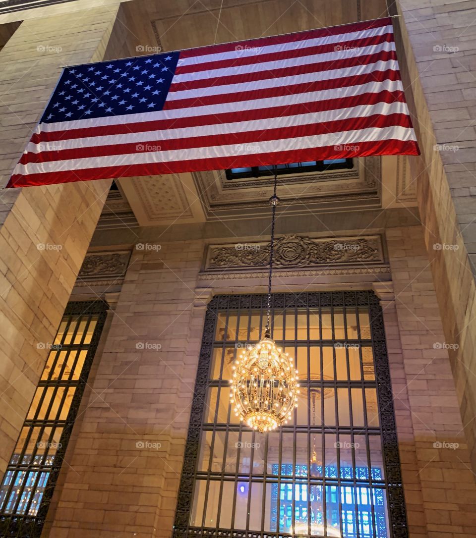 American Flag at Grand Central Station