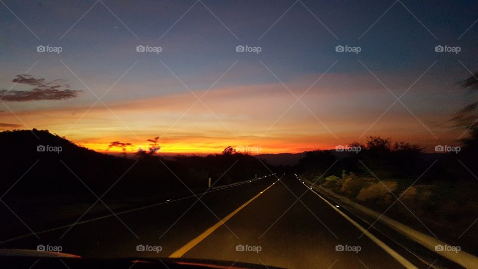 Dawn on the road