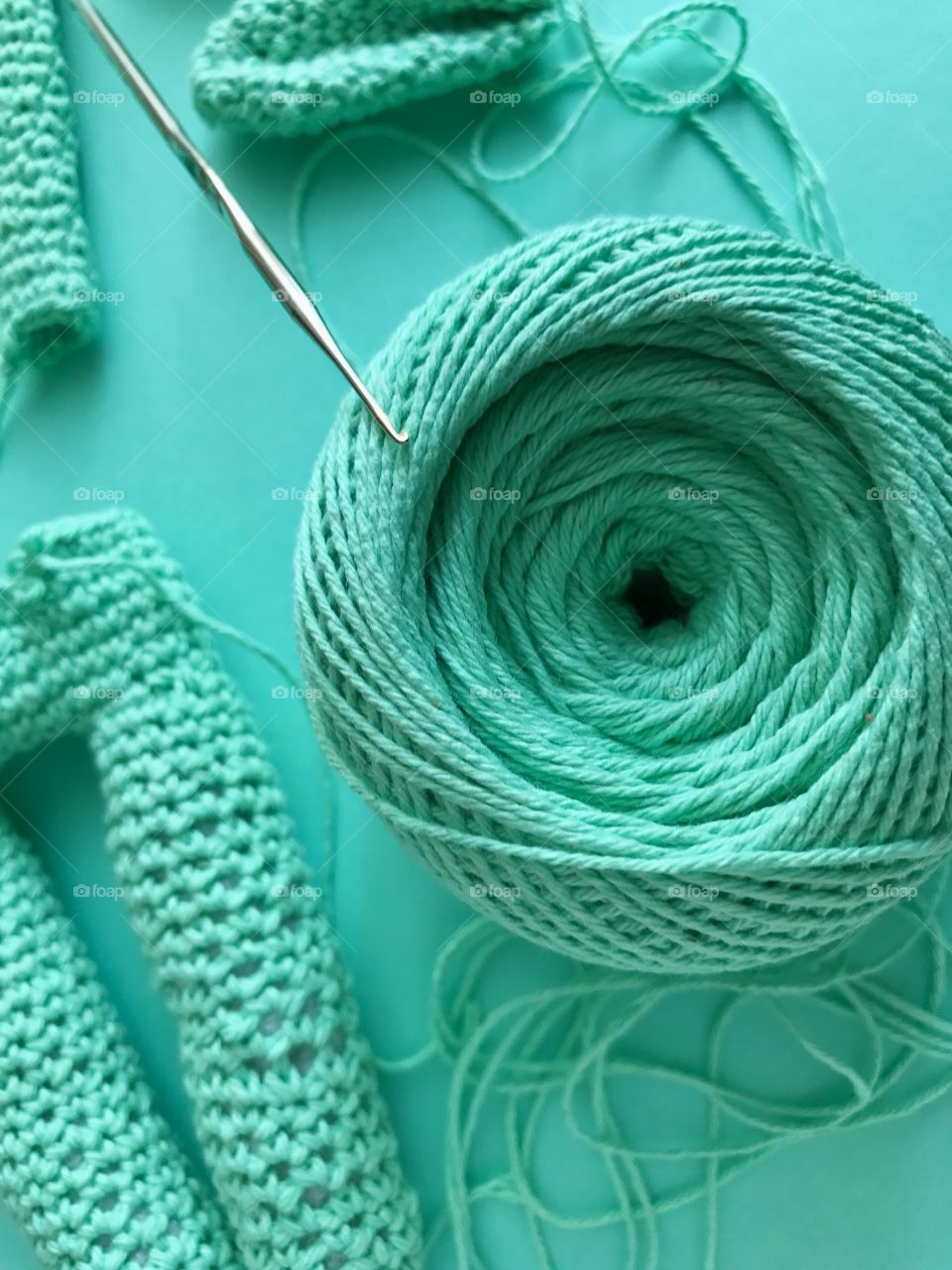 knitting green rabbit process 