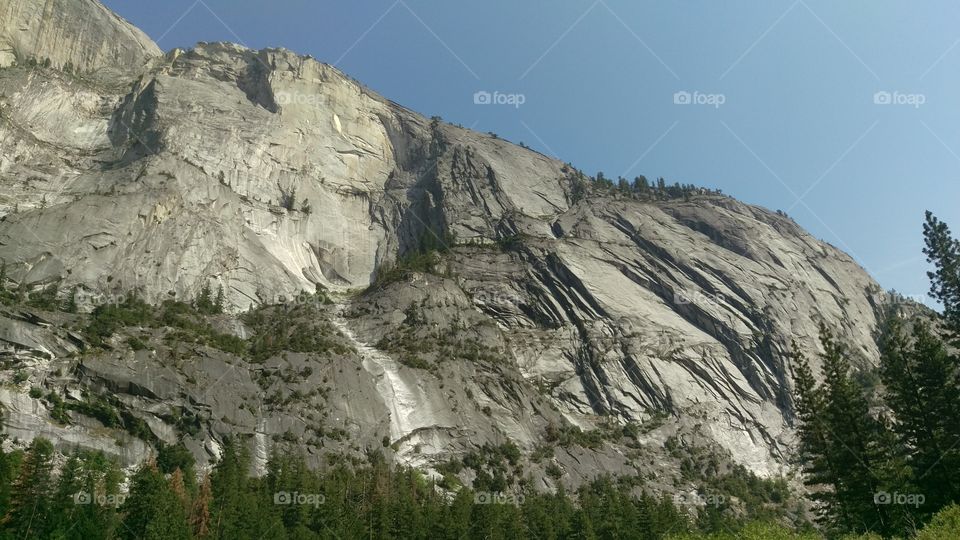 granite cliff wall of mountain in Yosemite valley