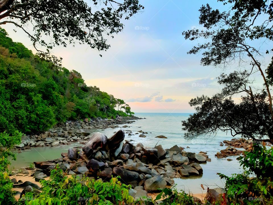 Tiny rock island seascape