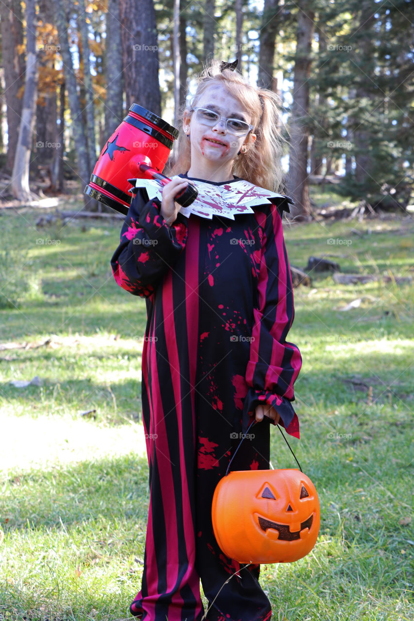 Child wearing Halloween costume