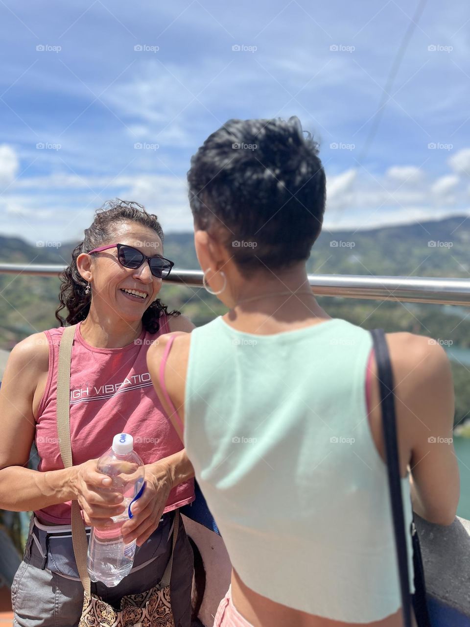 Sharing the happiness between mother and daughter 