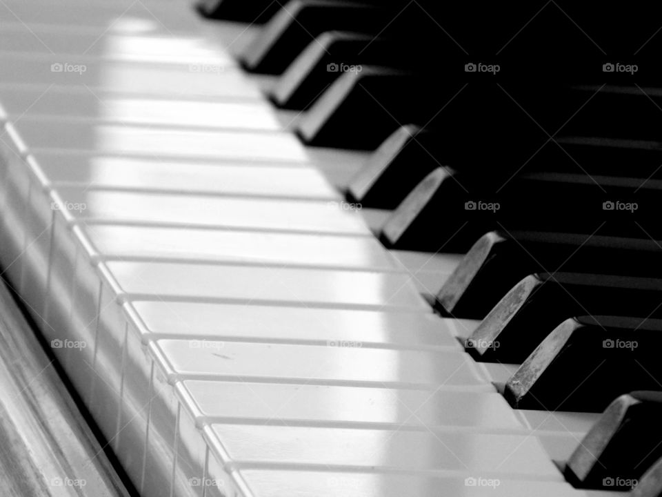 A closeup of piano keys.