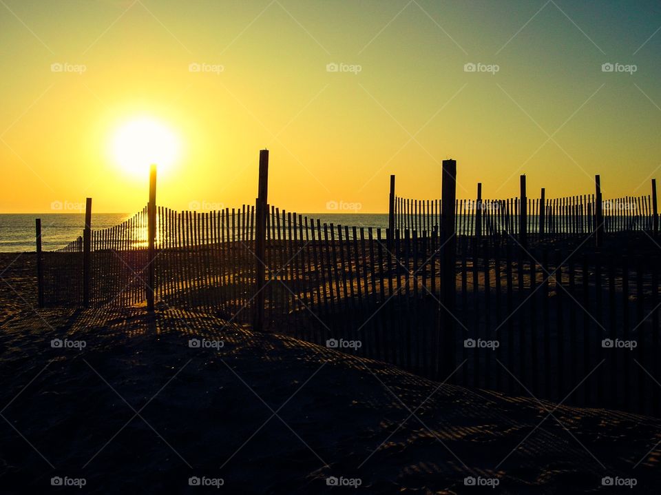 Beach Fence in Morning Light. Beach Fence in Morning Light