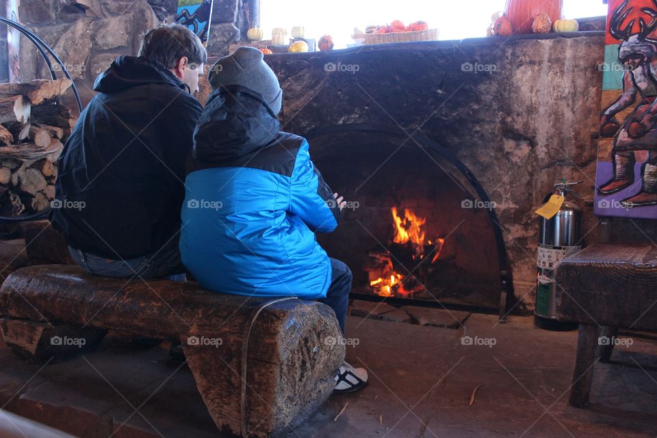 Warming up by the fire