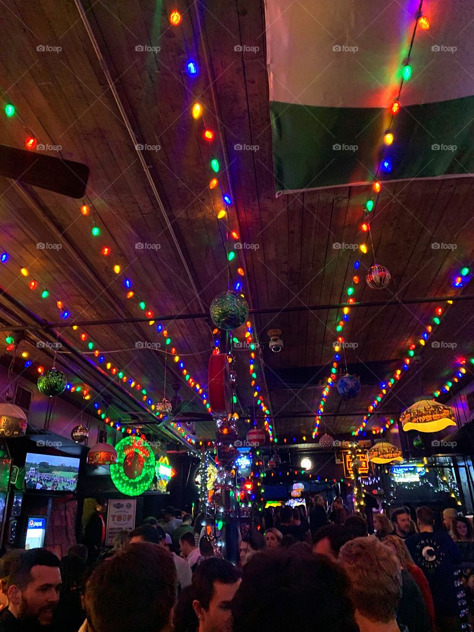 Christmas lights on bar? Perfect catch to be with my girl 