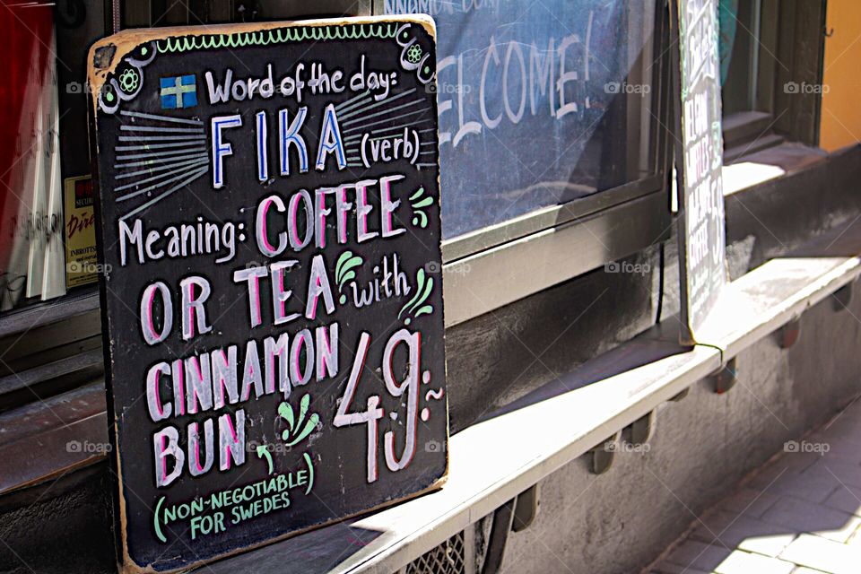 Sign about coffee and "fika"