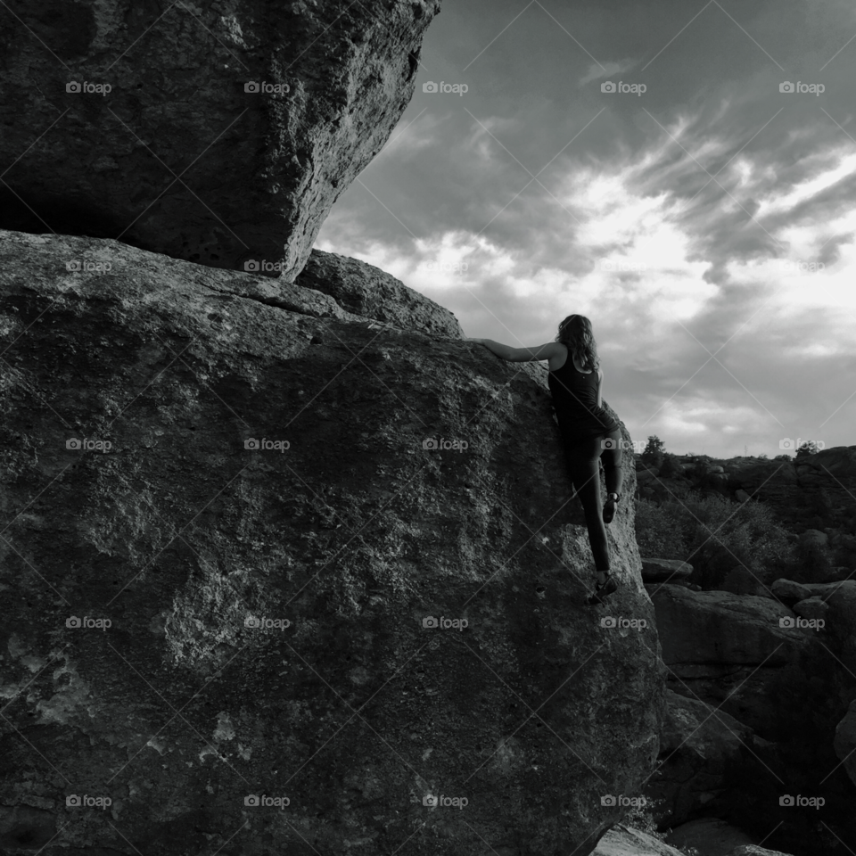 Female Climber. Rock Climbing