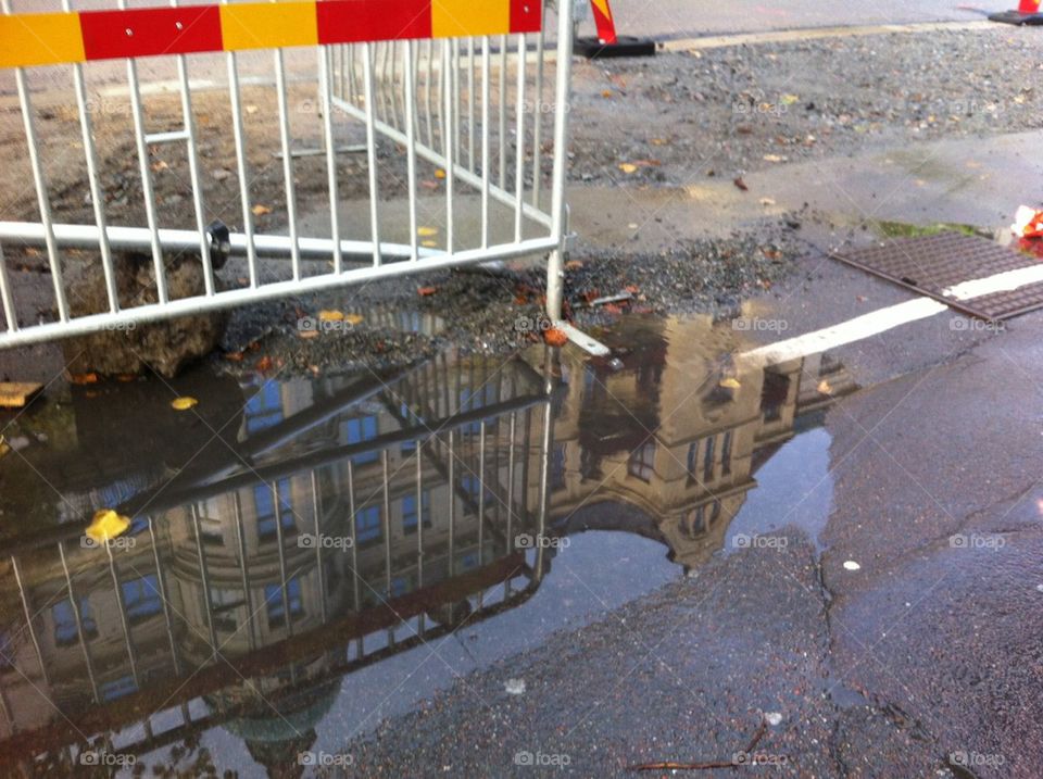 Spegling i vattenpöl